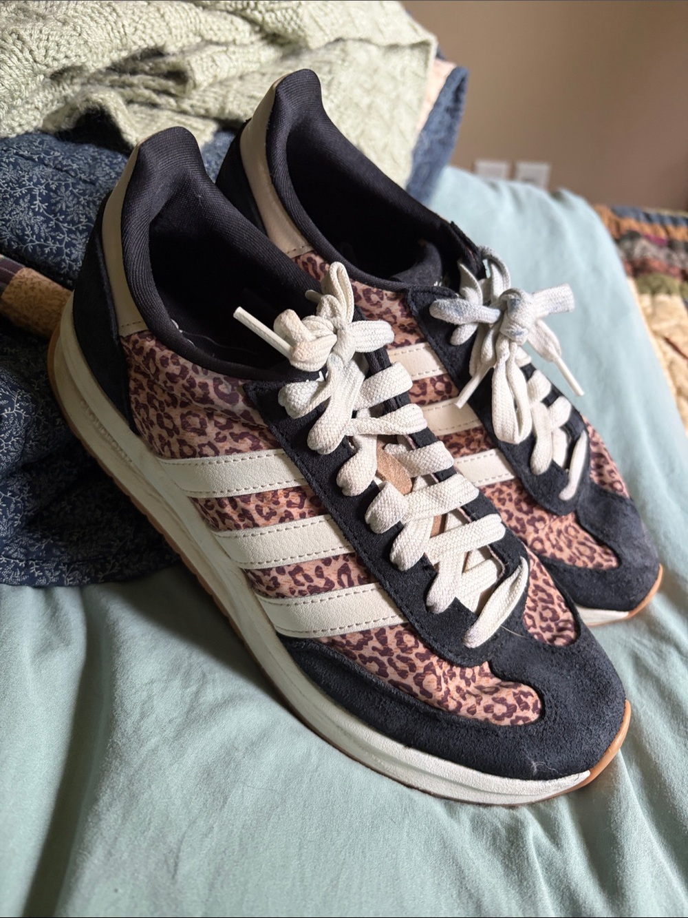 adidas Women's Leopard Print Sneakers in Black & Cream